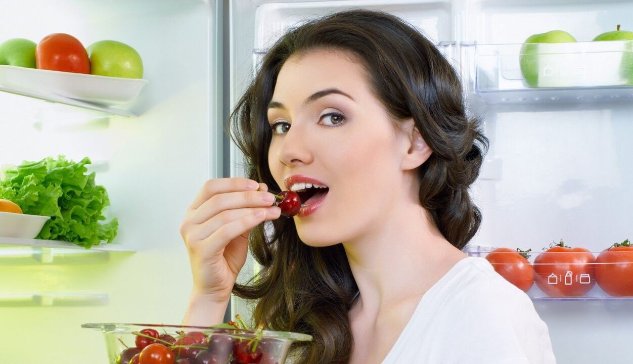 Girl eats fruit for breast enlargement