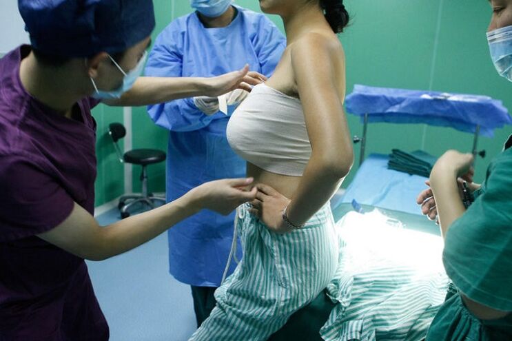 Breast examination after breast enlargement surgery